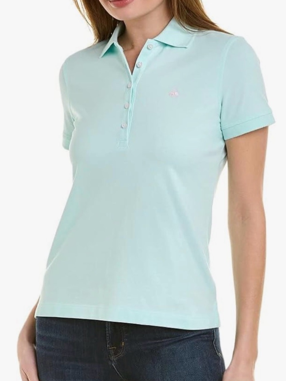 Brooks Brothers Women's Mint Green Short Sleeve Polo Button-Down